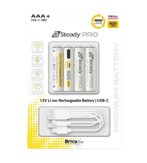 Brica B-Steady PRO 1.5V AAA x4 Li-Ion Rechargeable Battery
